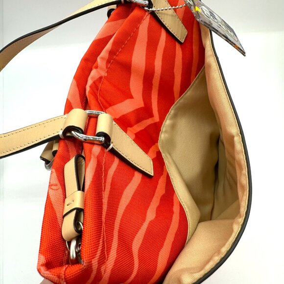 💰SALE💰 COACH Signature Fabric Orange/Tan Zebra Print Tote w/Leather Trim - Picture 11 of 14
